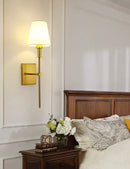 Black brass fabric shade wall sconce bedroom light