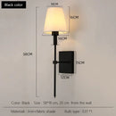 Black brass fabric shade wall sconce bedroom light