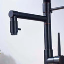 Black bronze dual spout kitchen faucet with led sprayer