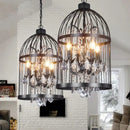 Black & bronze iron birdcage crystal chandelier dining room light