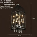 Black & bronze iron birdcage crystal chandelier dining room light