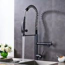 Black bronze kitchen mixer faucet with pull down spray head