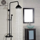 Black bronze rainfall shower faucet set with handheld for bathroom