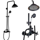 Black bronze rainfall shower faucet set with handheld for bathroom