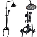 Black bronze rainfall shower faucet set with handheld for bathroom