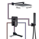 Black bronze square rainfall shower faucet set bathroom wall mount