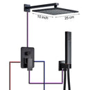 Black bronze square rainfall shower faucet set bathroom wall mount