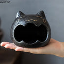 Black cartoon cat ceramic ashtray living room large capacity decor