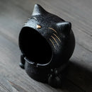 Black cartoon cat ceramic ashtray living room large capacity decor