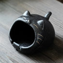 Black cartoon cat ceramic ashtray living room large capacity decor