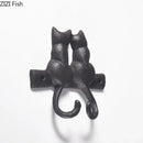 Black cast iron cat hook hanging shelf outdoor wall decor