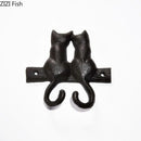 Black cast iron cat hook hanging shelf outdoor wall decor