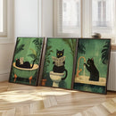 Black Cat Bathroom Wall Art Set