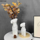 Black ceramic female body figurine bust vase living room decor