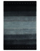 5x7 Black, Charcoal and Gray Striped Wool Hand Woven Southwestern Lori Rug