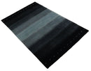 5x7 Black, Charcoal and Gray Striped Wool Hand Woven Southwestern Lori Rug