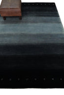5x7 Black, Charcoal and Gray Striped Wool Hand Woven Southwestern Lori Rug