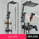 Black & chrome digital display thermostatic shower set bathroom system