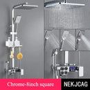 Black & chrome digital display thermostatic shower set bathroom system