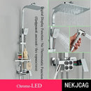 Black & chrome digital display thermostatic shower set bathroom system
