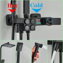 Black & chrome digital display thermostatic shower set bathroom system
