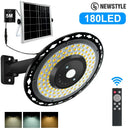Black circular 180led solar shed light with remote garage fixture