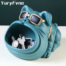 Black cool dog sculpture candy holder and coin bank living room decor