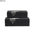 Black crocodile leather jewelry box bedroom silver drip storage case