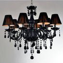 Black crystal chandelier lamps with fabric shades for dining room