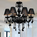 Black crystal chandelier lamps with fabric shades for dining room