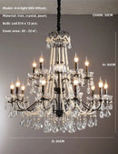 Black crystal chandelier with pearls foyer pendant light
