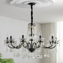 Black crystal chandelier with pearls foyer pendant light