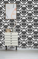 Black Damask Pattern Wallpaper