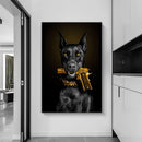Black Doberman Dog Canvas Art