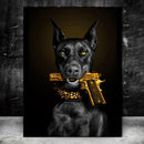 Black Doberman Dog Canvas Art