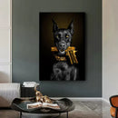 Black Doberman Dog Canvas Art