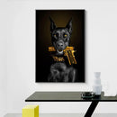 Black Doberman Dog Canvas Art