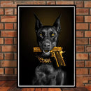 Black Doberman Dog Canvas Art