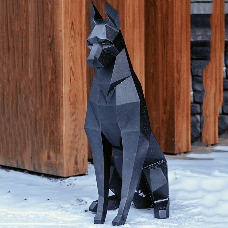 Black Dobermann Origami Figurine