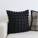 Black dot bubble quilted cushion cover bedroom pom pom decor