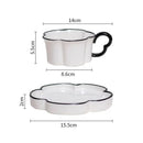Black edged flower mug set – kitchen white & black ceramic cup