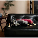 Black & gold bamboo leaves embroidery bolster pillow covers bedroom