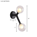 DecorBites™ Black/Gold Nordic Bubble Wall Sconce Lamp with Clear Glass - 2 Lights, Bedroom Lighting