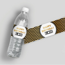 Black Gold Chevron Birthday Water Bottle Labels