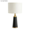 DecorBites™ Drum Bedside Lamp - Fabric Shade, Simplicity Design, 1-Light Table Light in White