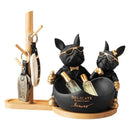 Black & gold french bulldog butler statue office desk organizer
