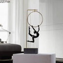 Black & gold gymnastic acrobat resin sculpture living room decor