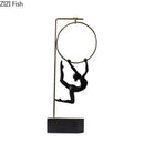 Black & gold gymnastic acrobat resin sculpture living room decor