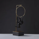 Black & gold gymnastic acrobat resin sculpture living room decor