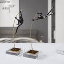 Black & gold gymnastic acrobat resin sculpture living room decor